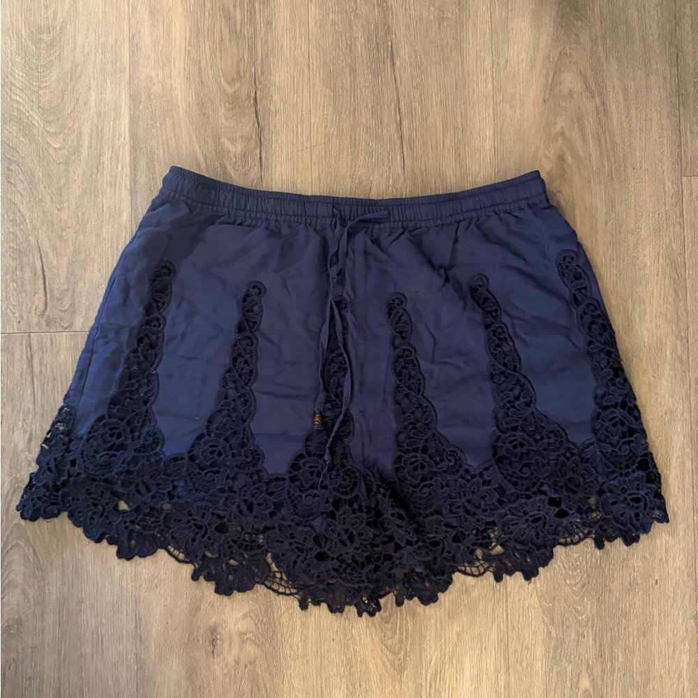 Elevenses Navy Lace Women's Shorts Small Anthropologie